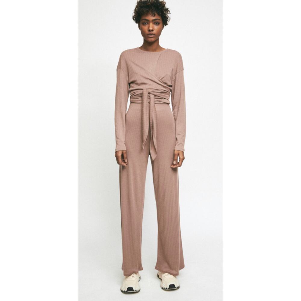 Rita Row Ribbed Virgin Wool Tila Pant & Claver Top Set Relaxed Fit Casual L New